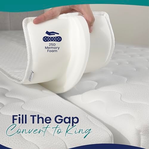 EPHEDORA 10" Extra Wide Bed Bridge Twin to King Converter Kit - Split King Gap Filler for Adjustable Bed - Mattress Connector & Gap Filler for Bed - Heavy Duty Metal Buckle Strap - 25D Memory Foam - Image 2