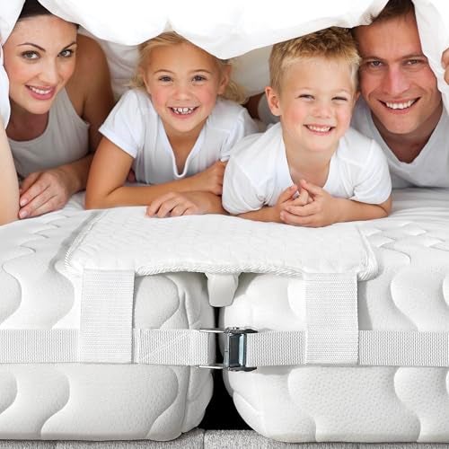 EPHEDORA 10" Extra Wide Bed Bridge Twin to King Converter Kit - Split King Gap Filler for Adjustable Bed - Mattress Connector & Gap Filler for Bed - Heavy Duty Metal Buckle Strap - 25D Memory Foam - Image 1