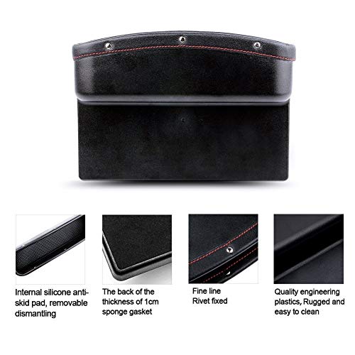 KolorFish Car Seat Pockets Console Gap Side Pocket Car Seat Catcher Organiser Seat Gap Filler Organiser Wallet Mobile Coin Key Credit Card - 1 Unit (Black) - Image 2