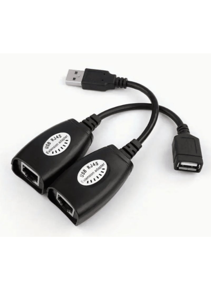 Generic محول كابل شبكة USB مطور إلى RJ45 CAT5 CAT6 ذكر إلى أنثى موصل LAN إيثرنت تمديد مكرر بعيد المسافة لتوصيل الطابعة فأرة الكمبيوتر ولوحة مفاتيح الكمبيوتر المحمول وملحقات الكمبيوتر المحمول  - Image 1