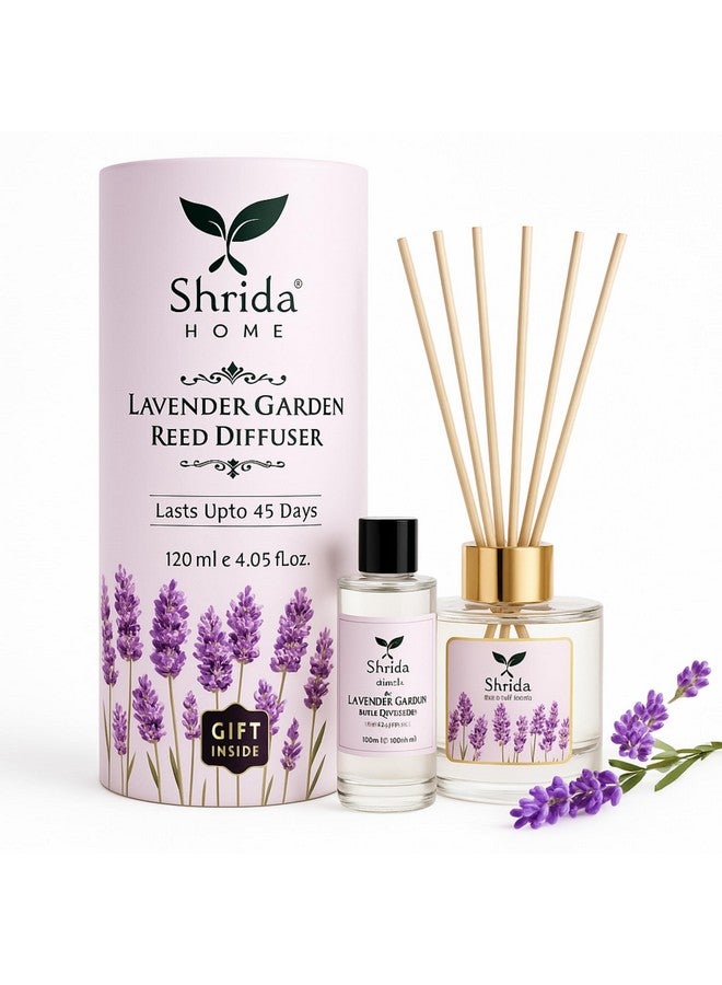 Shrida Lavender Reed Diffuser Combo with Extra 120ml Refill | Relaxing Long-Lasting Aroma for Home Office Bedroom & Bathroom | Natural Toxin-Free Room Freshener | Includes 12 Reed Sticks Gift Ready - Image 1