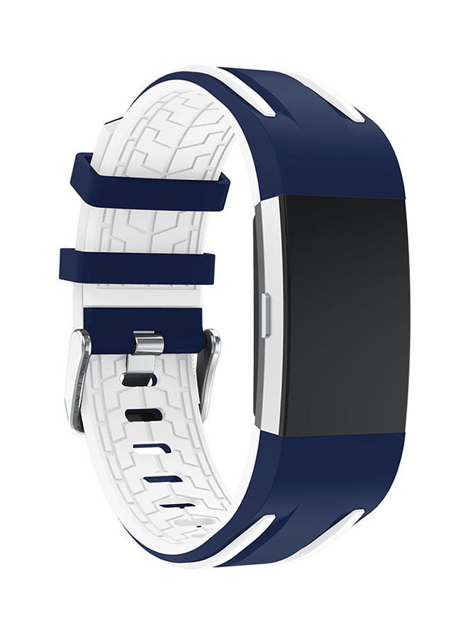 NIBEMINENT Silicone Replacement Band For Fitbit Charge 2 Blue/White - Image 4