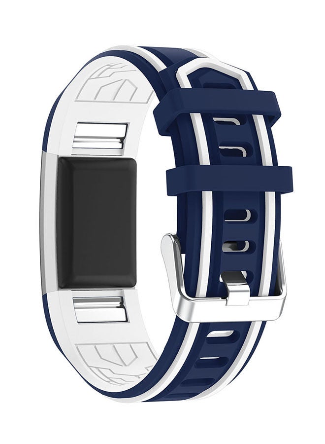 NIBEMINENT Silicone Replacement Band For Fitbit Charge 2 Blue/White - Image 3