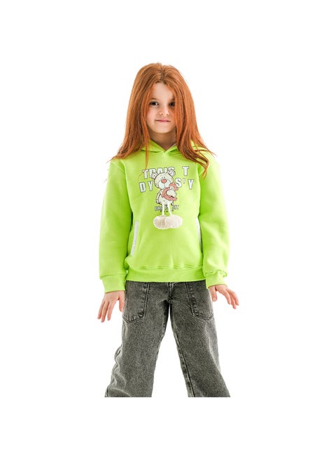 هودي شتوي بناتي مبطن فليس the Teddy بطبعة