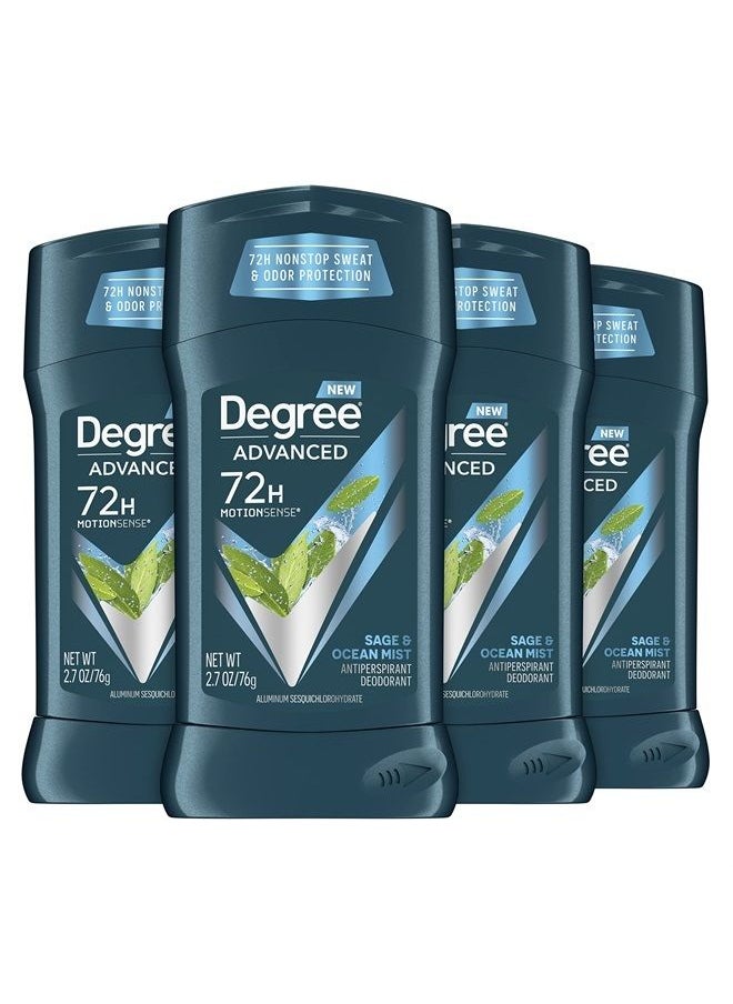 Degree Men Advanced Antiperspirant Deodorant 72-Hour Sweat and Odor Protection Sage and Ocean Mist Deodorant for Men with Motionsense Technology 2.7 oz 4 Count  - Image 1