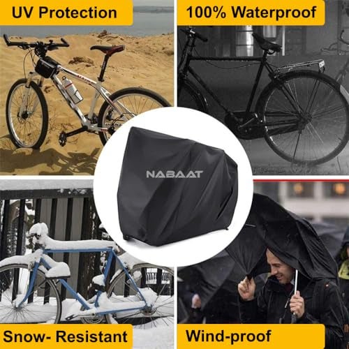 NABAAT Nylon Universal Bicycle Cover For 2 Or 3 Cycles Waterproof Outdoor Rain/ Sun/ Snow/ Corrosion Protection(Black) - Image 5