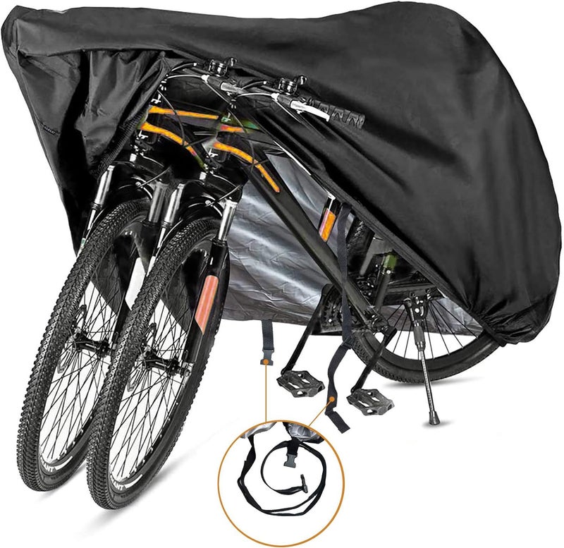 NABAAT Nylon Universal Bicycle Cover For 2 Or 3 Cycles Waterproof Outdoor Rain/ Sun/ Snow/ Corrosion Protection(Black) - Image 1