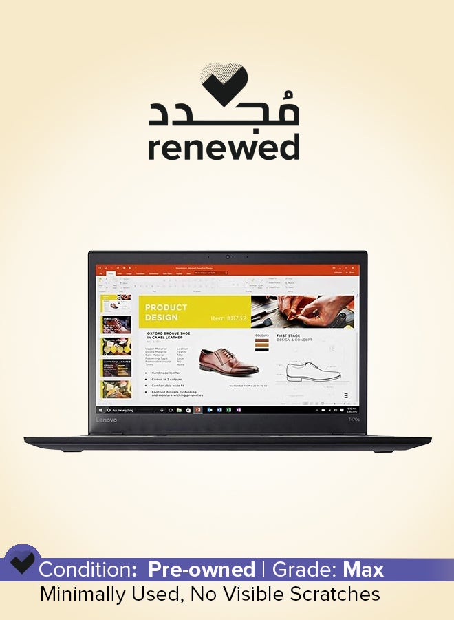Renewed - Thinkpad T470s Laptop With 14-Inch Full HD Display, Core i7 Processor/6th Gen/Dual Core/8GB RAM/512GB SSD/Intel UHD Graphics/Windows 10 English Graphite