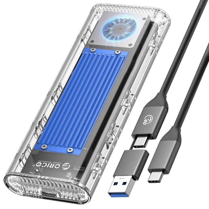 ORICO 40Gbps M.2 NVMe SSD Enclosure with Built-in Cooling Fan, Tool-Free External Hard Drive Enclosure, Support 2230 2242 2260 2280(M Key), Compatible with Thunderbolt 3/4 USB4/3.2/3.1/3.0/2.0-TCM2U4 - Image 1