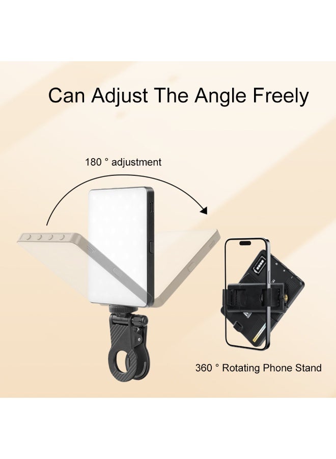 المحمولة LED ضوء سيلفي للهاتف مؤتمر الفيديو مع مقطع وكاميرا محول ثلاثية في الهواء الطلق قابل لإعادة الشحن 2200mAh 3 أوضاع الكاميرا صورة ماكياج الصورة الحية فيلوغ التصوير الفوتوغرافي ملء ضوء للنساء - Image 2