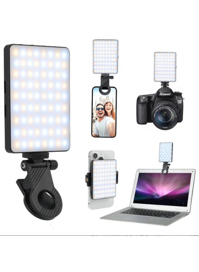 المحمولة LED ضوء سيلفي للهاتف مؤتمر الفيديو مع مقطع وكاميرا محول ثلاثية في الهواء الطلق قابل لإعادة الشحن 2200mAh 3 أوضاع الكاميرا صورة ماكياج الصورة الحية فيلوغ التصوير الفوتوغرافي ملء ضوء للنساء - Image 3