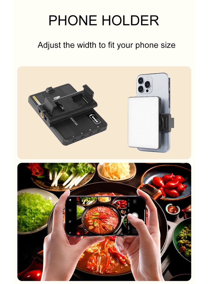 المحمولة LED ضوء سيلفي للهاتف مؤتمر الفيديو مع مقطع وكاميرا محول ثلاثية في الهواء الطلق قابل لإعادة الشحن 2200mAh 3 أوضاع الكاميرا صورة ماكياج الصورة الحية فيلوغ التصوير الفوتوغرافي ملء ضوء للنساء - Image 4