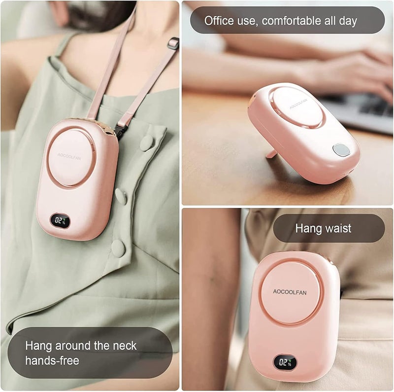 AOCOOLFAN Portable Neck Fan, Handheld Mini Fan Small Personal Fan, Hand Held Fan USB Rechargeable Eyelash Fan for Kids Girls Boys Woman Man Home Outdoor Travel (Pink) - Image 5