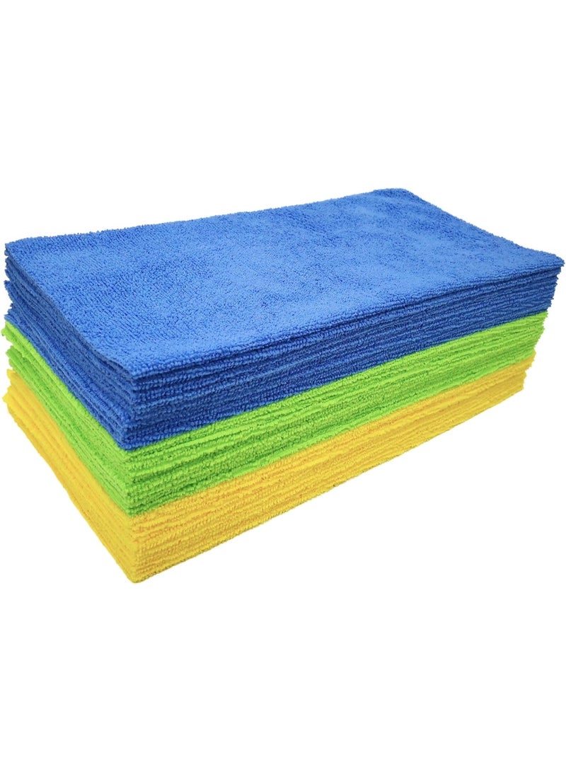 Polyte POLYTE Microfiber Cleaning Cloth Ultrasonic Cut Edgeless, 14 x 14 in (36 Pack, Blue,Green,Yellow) - Image 1