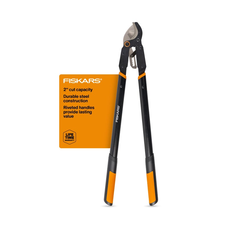 Fiskars Ratchet Drive Anvil Lopper 32 Inch Heavy Duty Tree Trimmer, 2 inch Cut Capacity, Riveted Handles for Easy Squeeze Cutting Power - Image 1