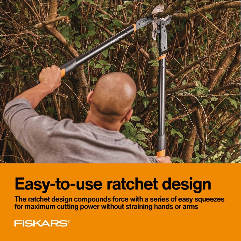 Fiskars Ratchet Drive Anvil Lopper 32 Inch Heavy Duty Tree Trimmer, 2 inch Cut Capacity, Riveted Handles for Easy Squeeze Cutting Power - Image 3
