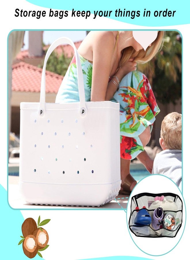 Lckaey Clear rubber beach bag organizer for Bogg bag Accessories Large organizer insert Borg Bag Divider Pouch Y014Black-L - Image 5