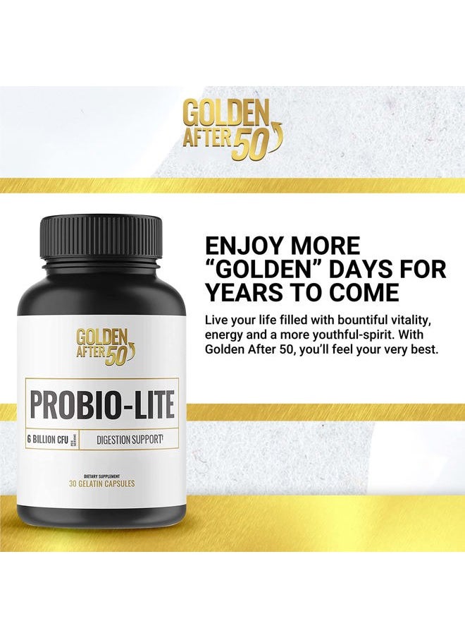 Golden After 50 - Probio-Lite - for Gut Health and Digestion Support - Probiotics for Men and Women - 3 Bottles - Probiotics for Occasional Heartburn, Gas, Indigestion - Image 1
