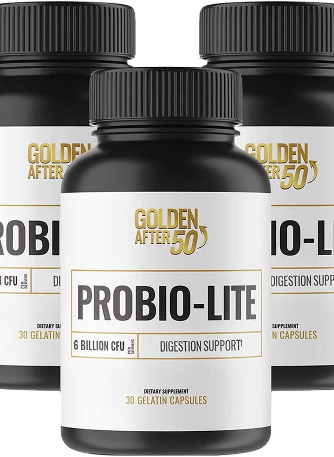 Golden After 50 - Probio-Lite - for Gut Health and Digestion Support - Probiotics for Men and Women - 3 Bottles - Probiotics for Occasional Heartburn, Gas, Indigestion - Image 1