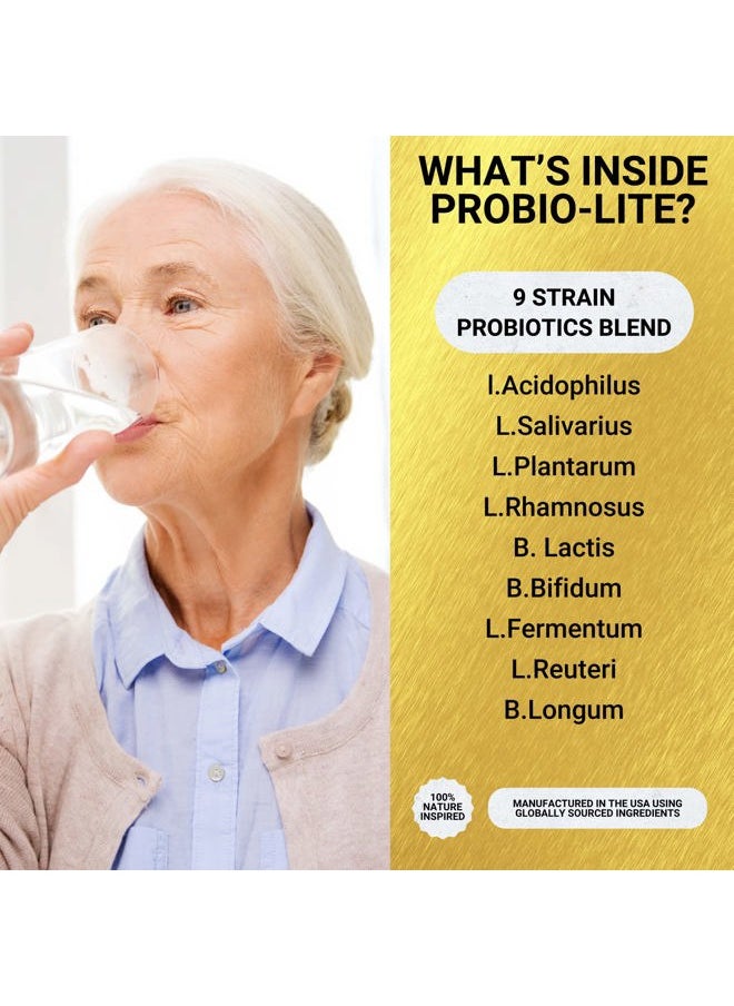 Golden After 50 - Probio-Lite - for Gut Health and Digestion Support - Probiotics for Men and Women - 3 Bottles - Probiotics for Occasional Heartburn, Gas, Indigestion - Image 1
