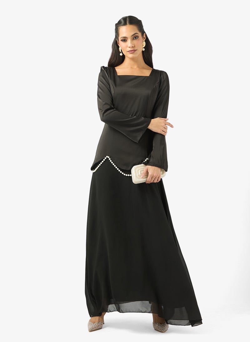 خزانة فستان - بخصر منسدل مزين بالدانتيل - Image 4