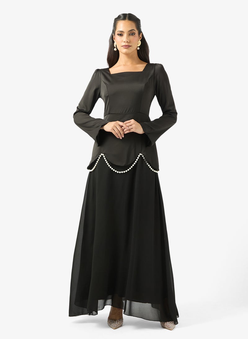 خزانة فستان - بخصر منسدل مزين بالدانتيل - Image 1