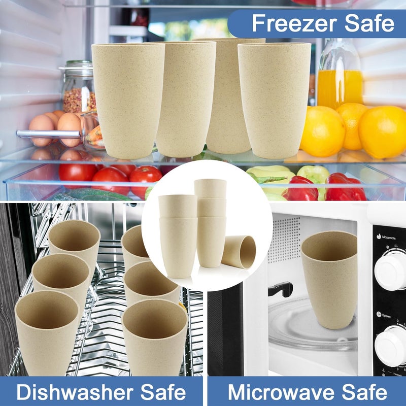 BUSOKIP Wheat Straw Cups 20 OZ Large Capacity Set of 6 Unbreakable Drinking Cups Reusable Alternative to Plastic CupSet Dishwasher Safe Cups for Kitchen Water Tumblers Beige - Image 5