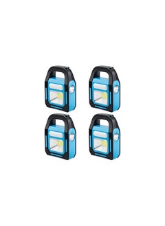 ماركة غير محددة 4 مصباح يدوي شمسي 3 في 1 قابل لاعادة الشحن بمنفذ USB باضاءة ليد COB للتخييم، مع شاحن للجهاز، مصباح يدوي LED مقاوم للماء للطوارئ 
