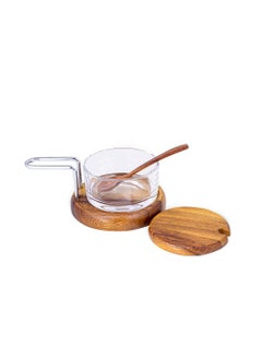 BILLI Condiment Pot Storage Jar with Wooden Lid, Spoon and Wooden Base  - Image 4