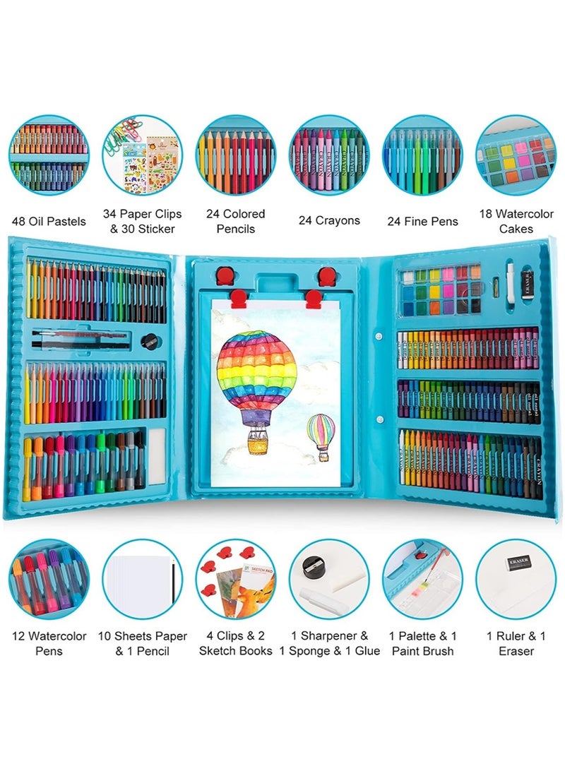 TAPIT 208 Pcs Art Painting Set for Kids, Drawing Painting Supplies Art Kit, Sketching Painting Artists Drawing Set with Portable Storage Case, Stationery Gift for Boys and Girls (Blue) - Image 4