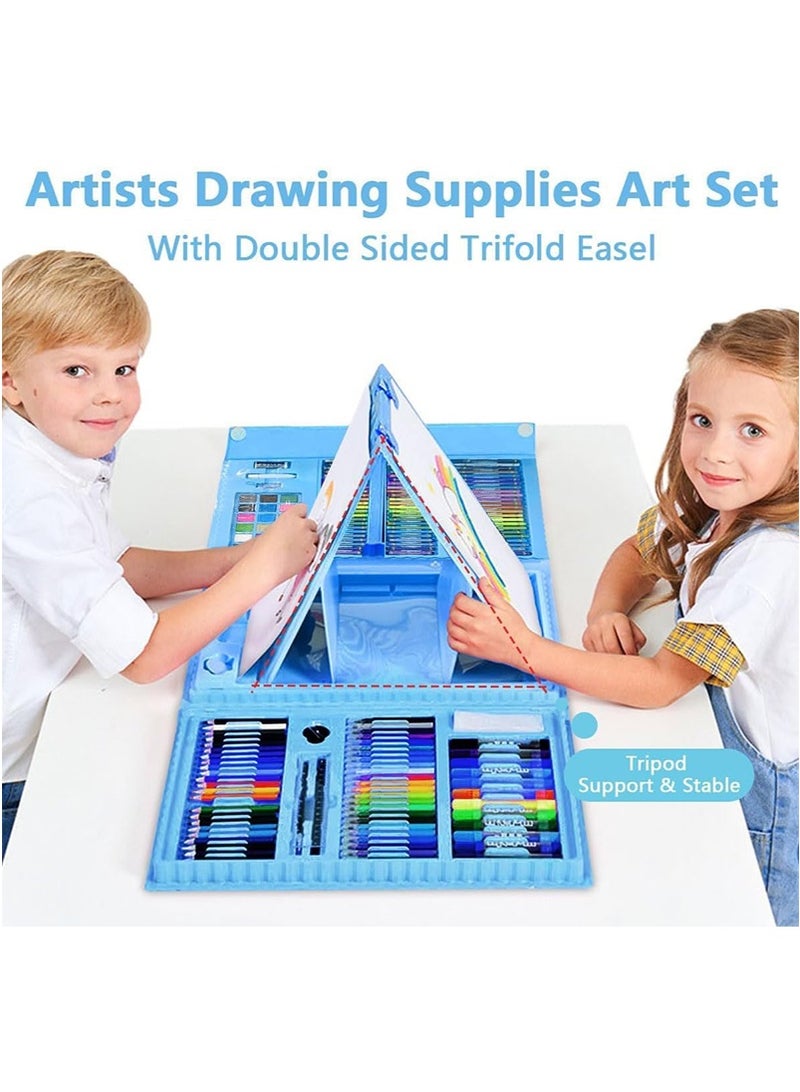 TAPIT 208 Pcs Art Painting Set for Kids, Drawing Painting Supplies Art Kit, Sketching Painting Artists Drawing Set with Portable Storage Case, Stationery Gift for Boys and Girls (Blue) - Image 3