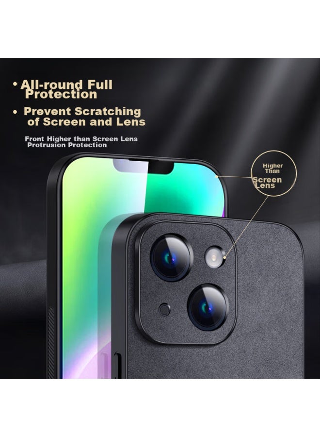 شانجزو Shangsu Iphone 14 Case, غطاء Apple 14 الواقي، مقاوم للصدمات، حماية كاملة للعدسة، غلاف من جلد الحمل الفاخر والناعم، للنساء والرجال، غطاء جلدي، لون الكاكي - Image 2