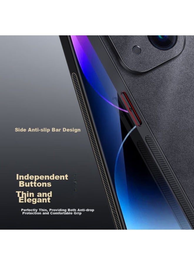 شانجزو Shangsu Iphone 14 Case, غطاء Apple 14 الواقي، مقاوم للصدمات، حماية كاملة للعدسة، غلاف من جلد الحمل الفاخر والناعم، للنساء والرجال، غطاء جلدي، لون الكاكي - Image 5