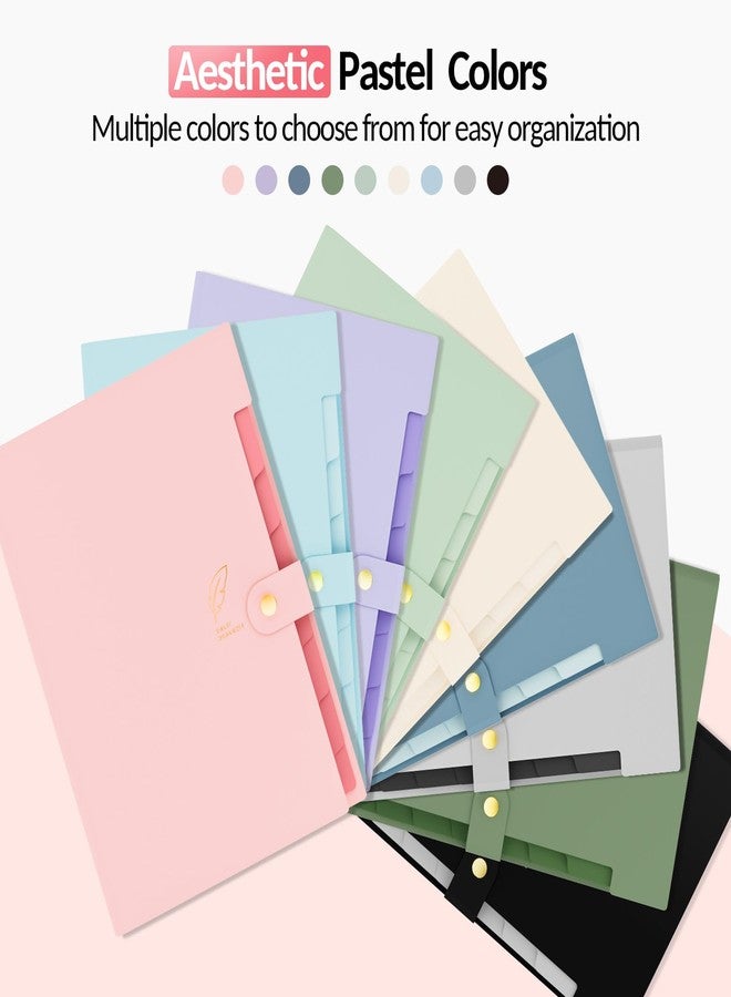 Sooez Aesthetic 8 Pocket Accordion File Organizer, Pastels Expanding File Folder for Important Document with Labels, Portable Receipt Bill Paper Organizer for Office School Supplies, Letter Size Pink - Image 2