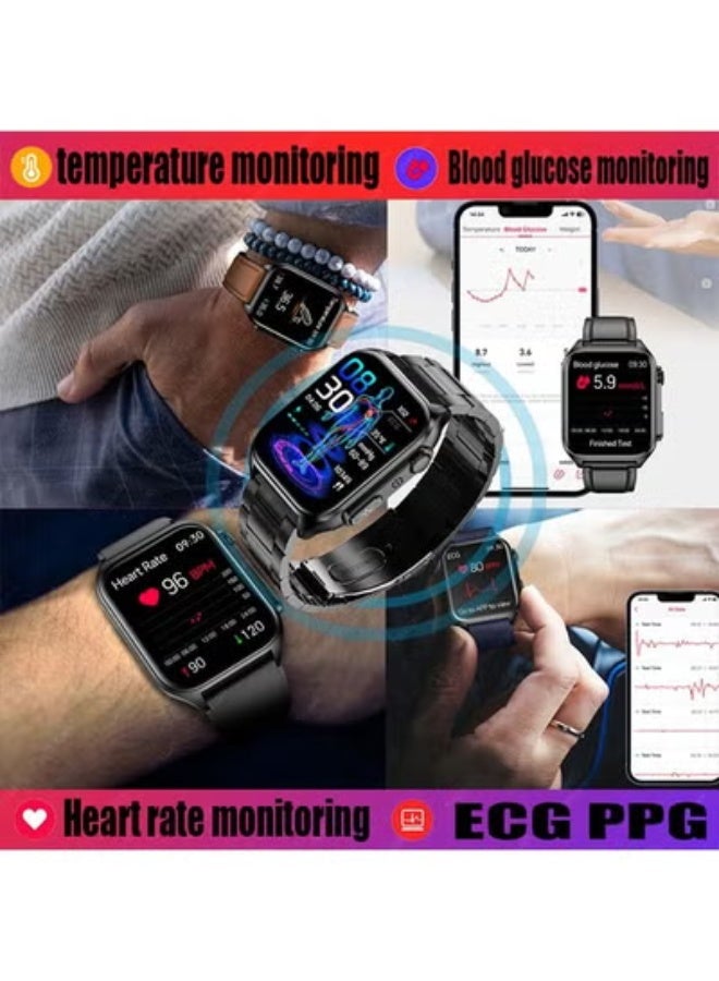 Blood Glucose Smart Watch for Men with Bluetooth Calling, ECG+PPG Health Monitoring - Image 3
