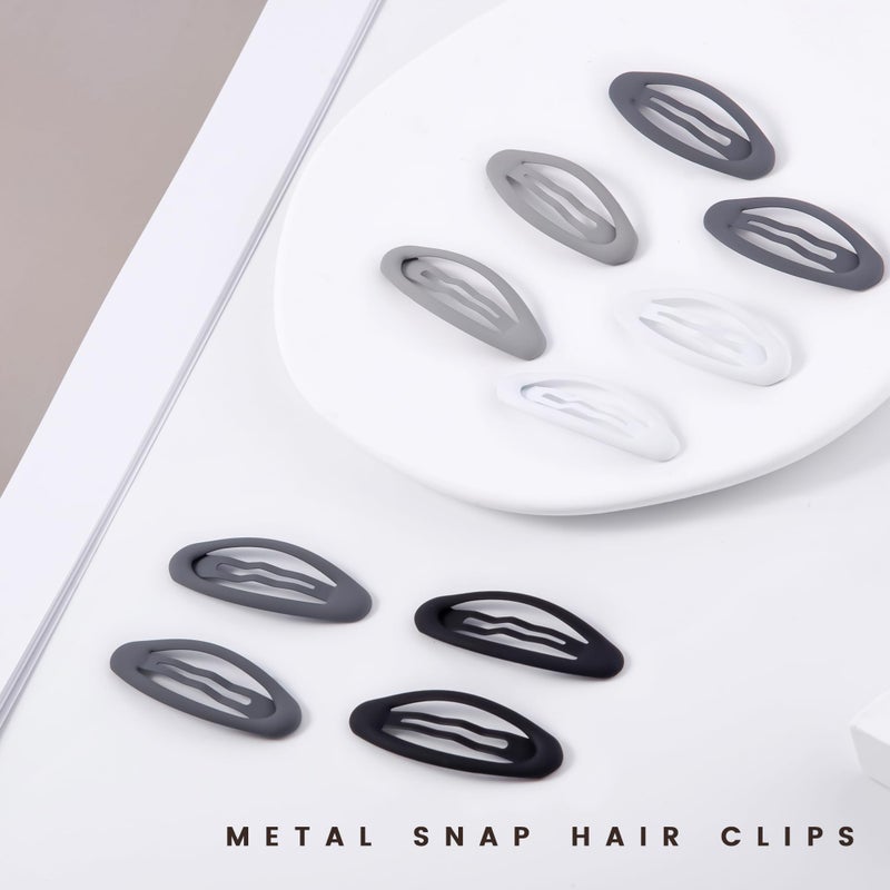 Cptots 20PCS Oval Metal Snap Clips for Women No Slip Small Barrettes for Thin Fine Hair,Matte Black Gray White - Image 3