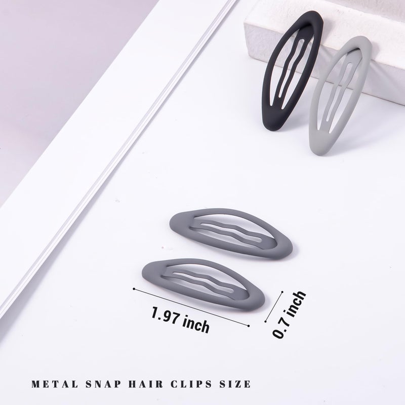 Cptots 20PCS Oval Metal Snap Clips for Women No Slip Small Barrettes for Thin Fine Hair,Matte Black Gray White - Image 2