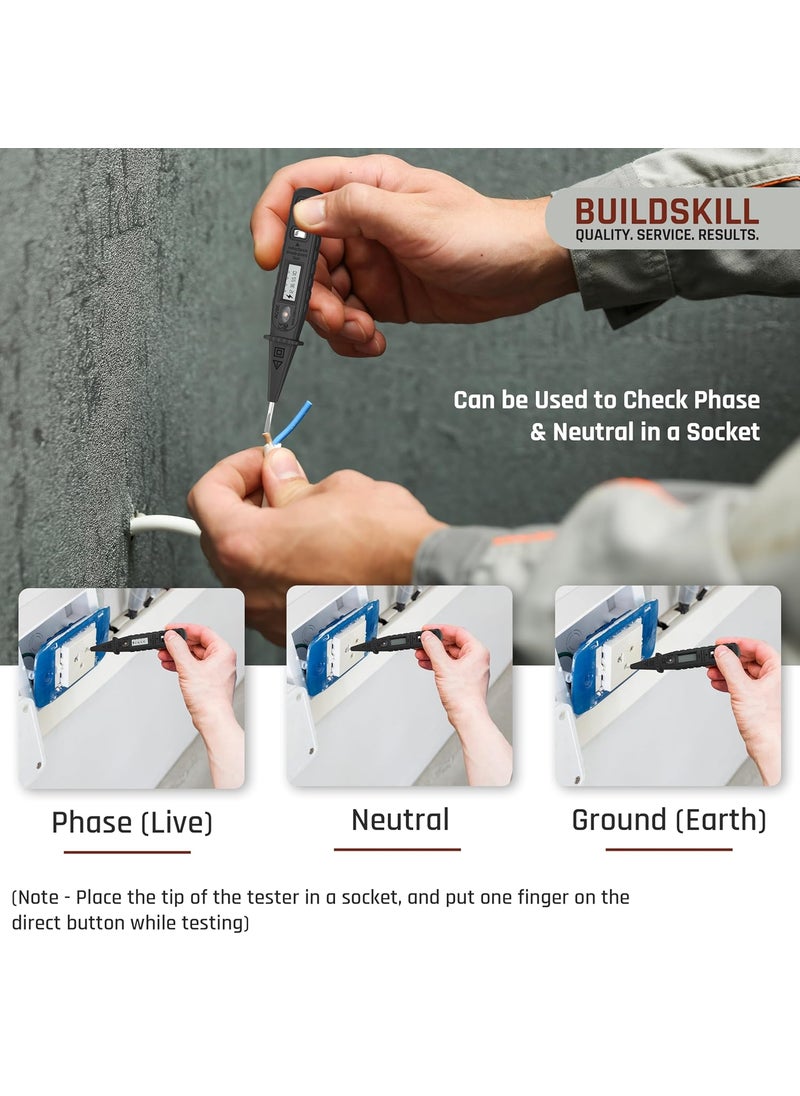 BUILDSKILL BUILDSKILL Digital Voltage Tester 12V220V ACDC 2in1 Line Electrical Tester Pen for Circuit Check Induction Voltage Testing LCD Display Breakpoint Live Object Detection  - Image 4
