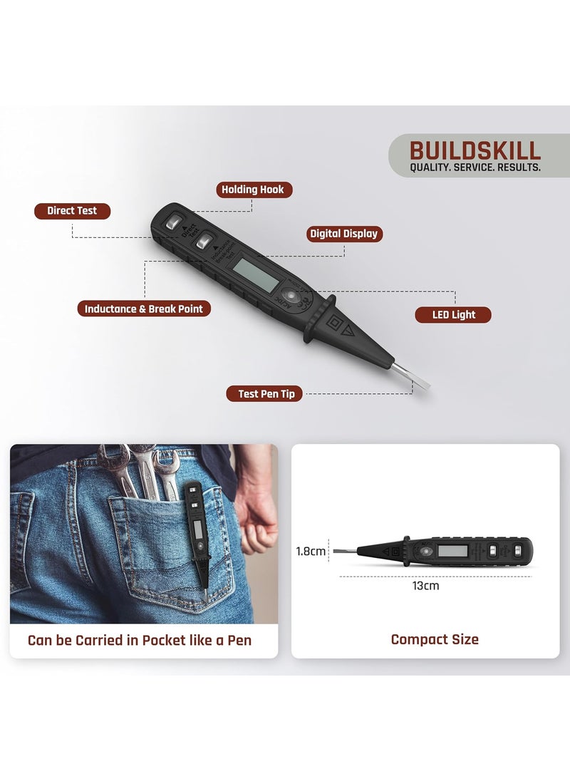 BUILDSKILL BUILDSKILL Digital Voltage Tester 12V220V ACDC 2in1 Line Electrical Tester Pen for Circuit Check Induction Voltage Testing LCD Display Breakpoint Live Object Detection  - Image 5