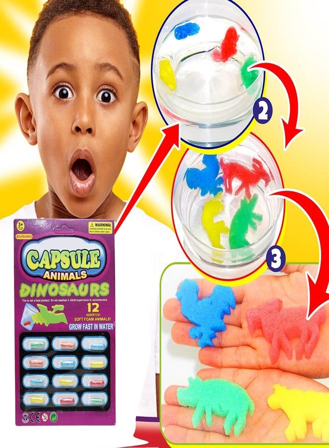 إيكان كبسولات إيكان السحرية للنمو في الماء، ألعاب حيوانات للأطفال، هدايا للحفلات، ألعاب تعليمية، 12 كبسولة مائية متعددة الألوان - Image 3