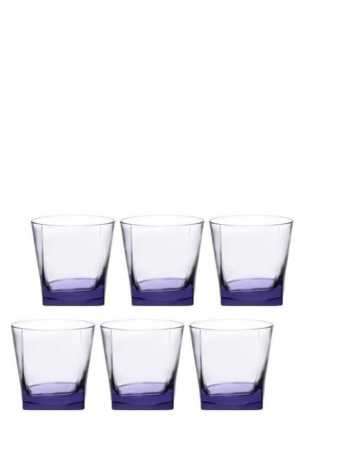Pasabache Pasabahce Juice,Tea and Water Colored Cups Set of 6 - Carre- 205ml -Purple Color-Turkey Origin  - Image 1