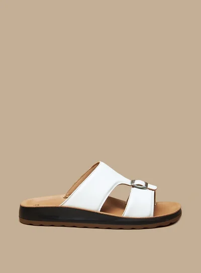Le Confort Men's Solid Arabic Sandals with Buckle Detail