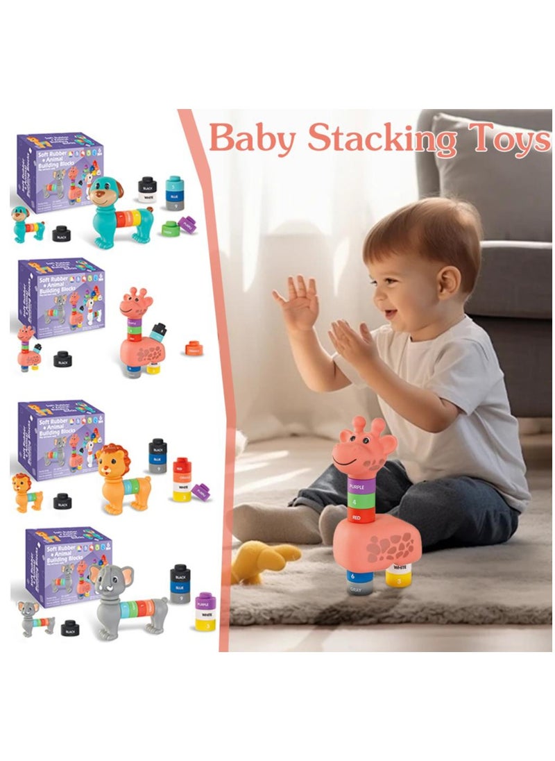Generic - Lion Baby Blocks Building Blocks, Montessori Toys for Toddlers 1-3, Soft Rubber Sensory Stacking Rock, Baby Stacking Toys, Tummy Time Bath Toy, Number Color Count Educational STEM Toys, Building Set for Kids - Image 1