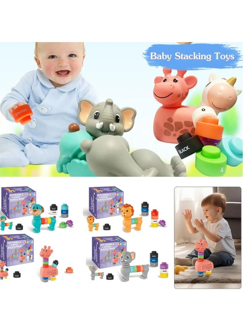 Generic - Lion Baby Blocks Building Blocks, Montessori Toys for Toddlers 1-3, Soft Rubber Sensory Stacking Rock, Baby Stacking Toys, Tummy Time Bath Toy, Number Color Count Educational STEM Toys, Building Set for Kids - Image 1