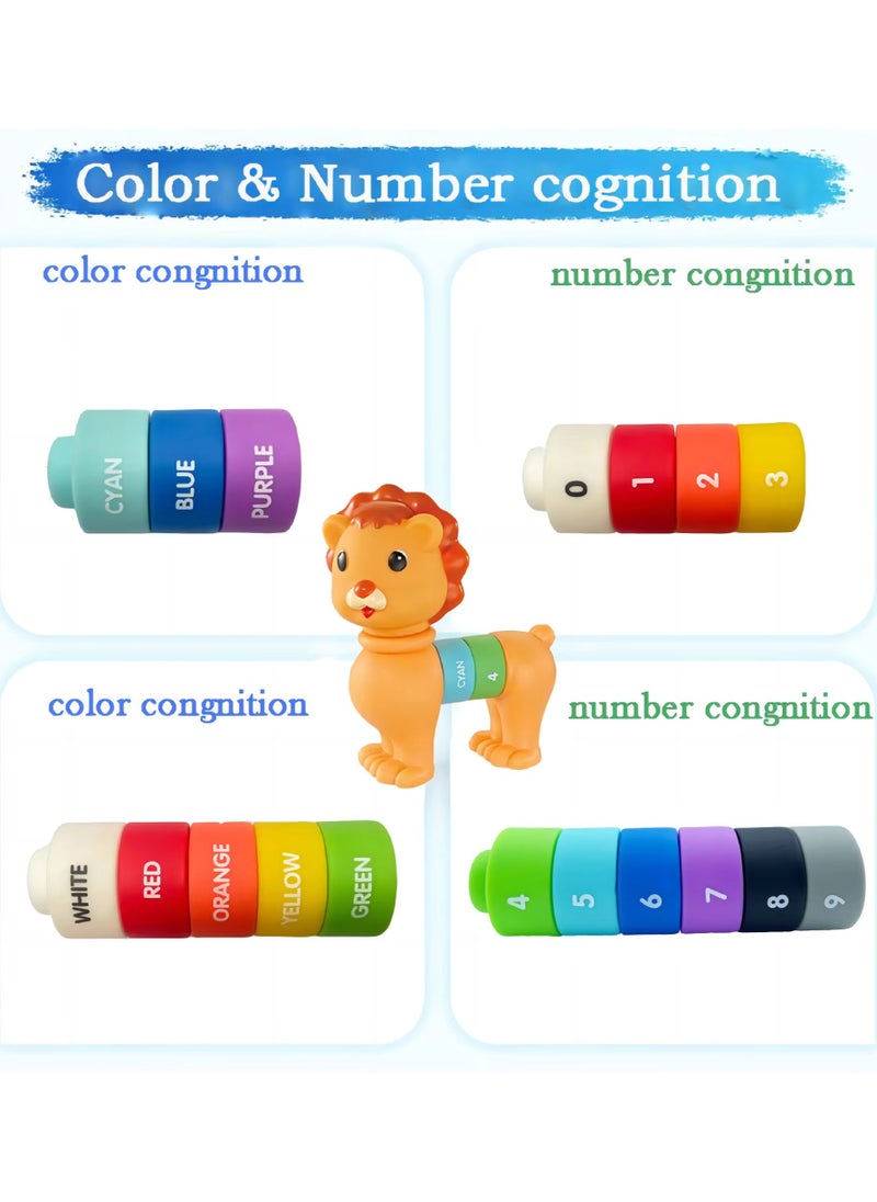 Generic - Lion Baby Blocks Building Blocks, Montessori Toys for Toddlers 1-3, Soft Rubber Sensory Stacking Rock, Baby Stacking Toys, Tummy Time Bath Toy, Number Color Count Educational STEM Toys, Building Set for Kids - Image 1