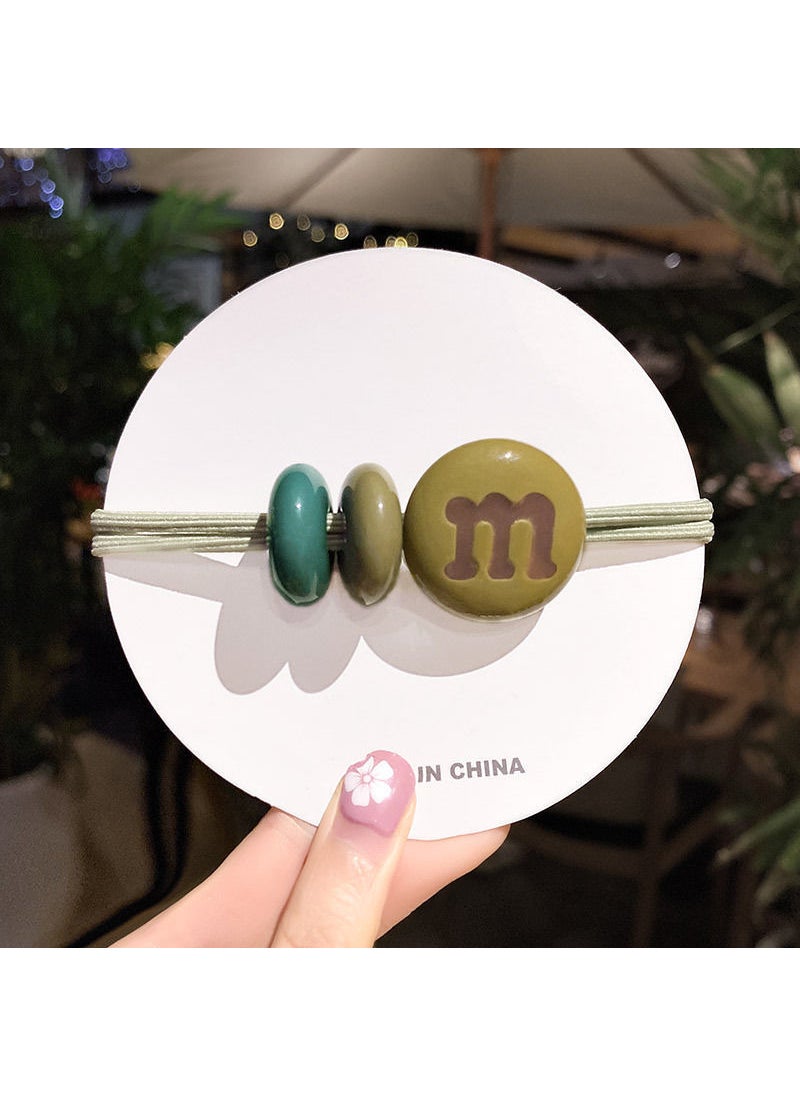 Generic Fresh Small Flower Rubber Band Hair Ties Simple Forest Women Series Pearl Headband Hair Ropes Handmade Crafts Cartoon Style Green 