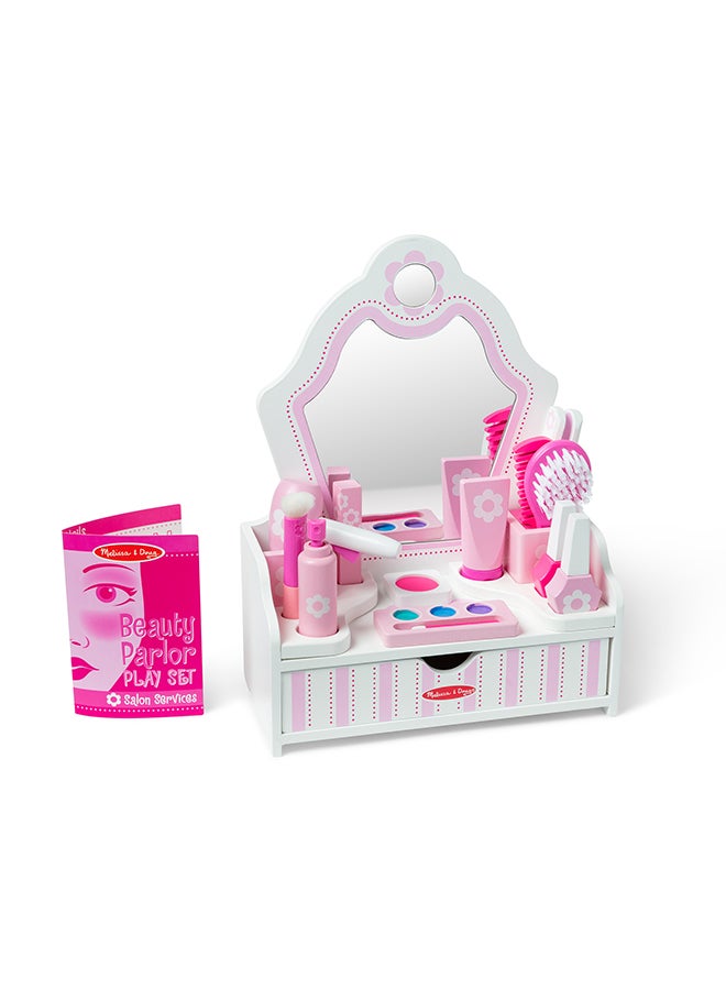 Melissa & Doug Wooden Beauty Salon Play Set With Vanity and Accessories (18 Pieces) - Image 1