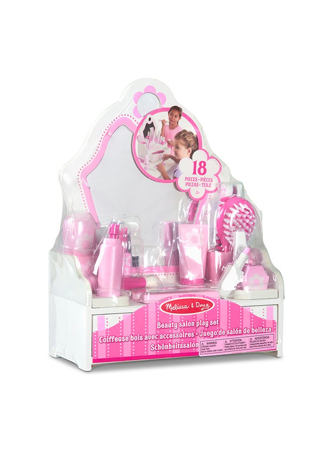 Melissa & Doug Wooden Beauty Salon Play Set With Vanity and Accessories (18 Pieces) - Image 3