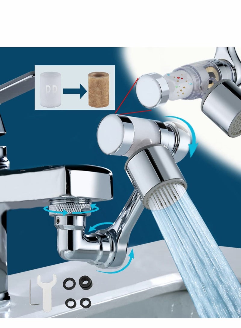SYOSI New Upgrade 1080° Rotating Filter Faucet Extender, PP Cotton Filter Faucet, Universal Splash Filter Faucet, Water Filter Faucet for Kitchen Bathroom, Swivel Faucet Aerator with 2 Water Outlet Modes - Image 1