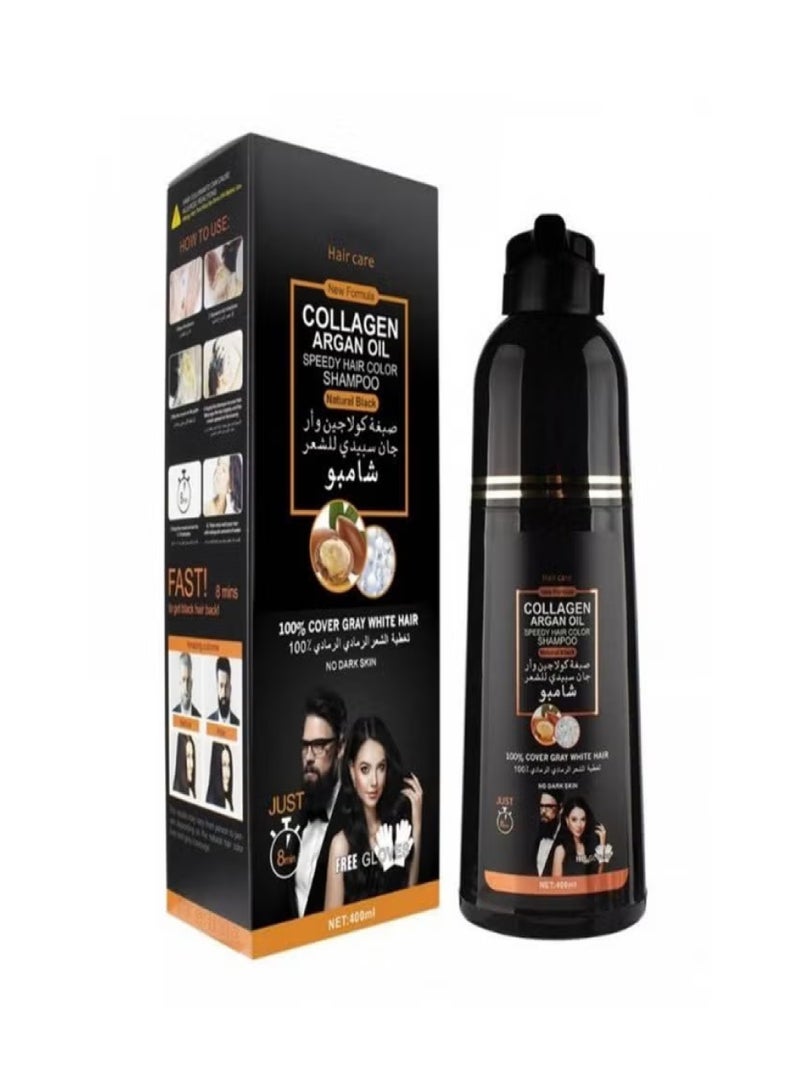 ديسار شامبو الكولاجين والارجان لصبغة الشعر باللون الأسود الطبيعي 400 مل - Image 2
